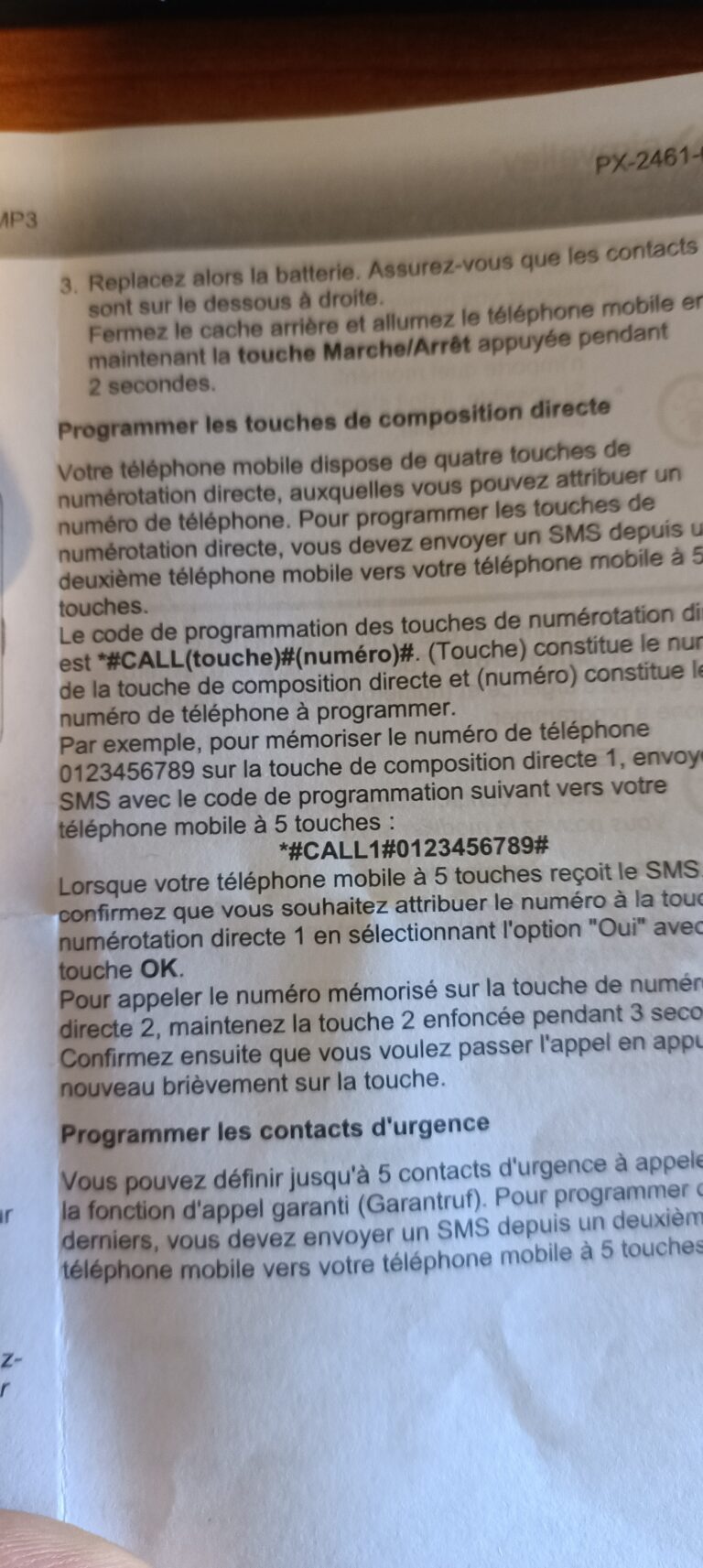 notice papier du téléphone simvalley RX 800 MP3