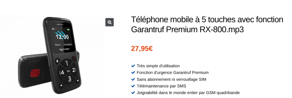 image de présentation du téléphone mobile simvalley RX-800 MP3